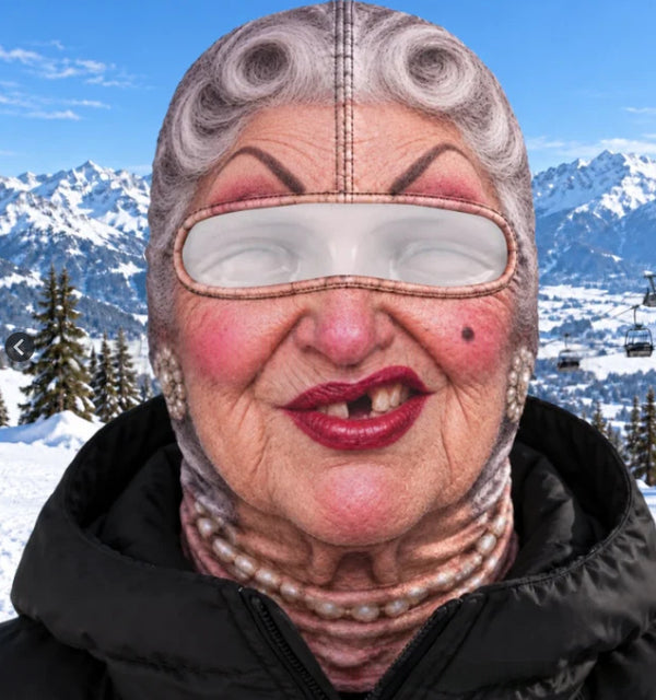 Silver Grandma — funny realistic face balaclava ski mask